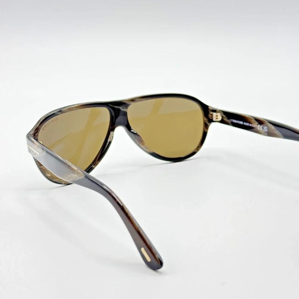 Tom Ford Sunglasses Samuele-02 TF1336 63J Black Horn Pilot Brown Lens 61mm